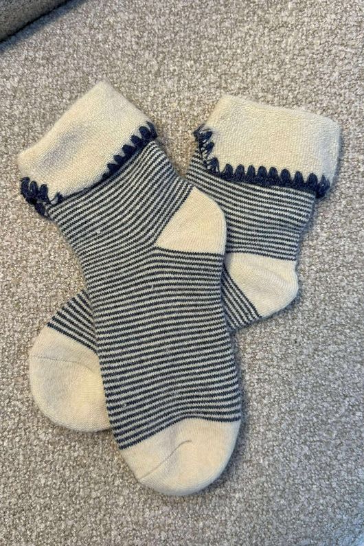 Laundry B Terry & Wool Luxury Socks Pinstripe Denim